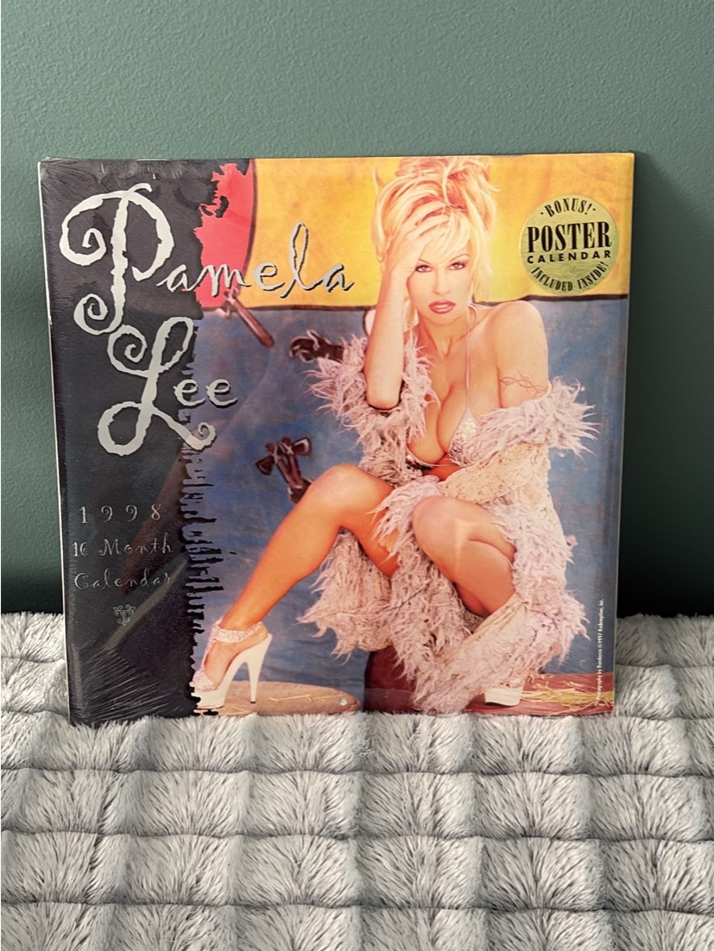 Pamela Lee Anderson 1998 Calendar - Pink Feathered Cover Rare Sealed
